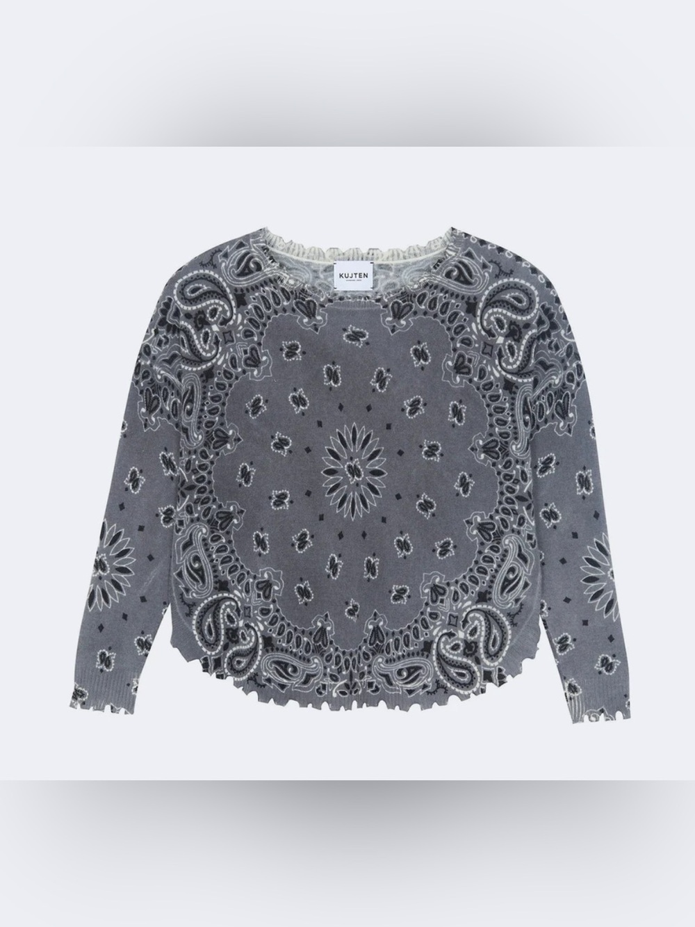 Kujten SWEATER MELA BANDANA BICO FLANNEL GRAY
